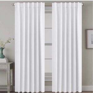 New H.VERSAILTEX White Curtains Window Treatment Panels 52 × 96in